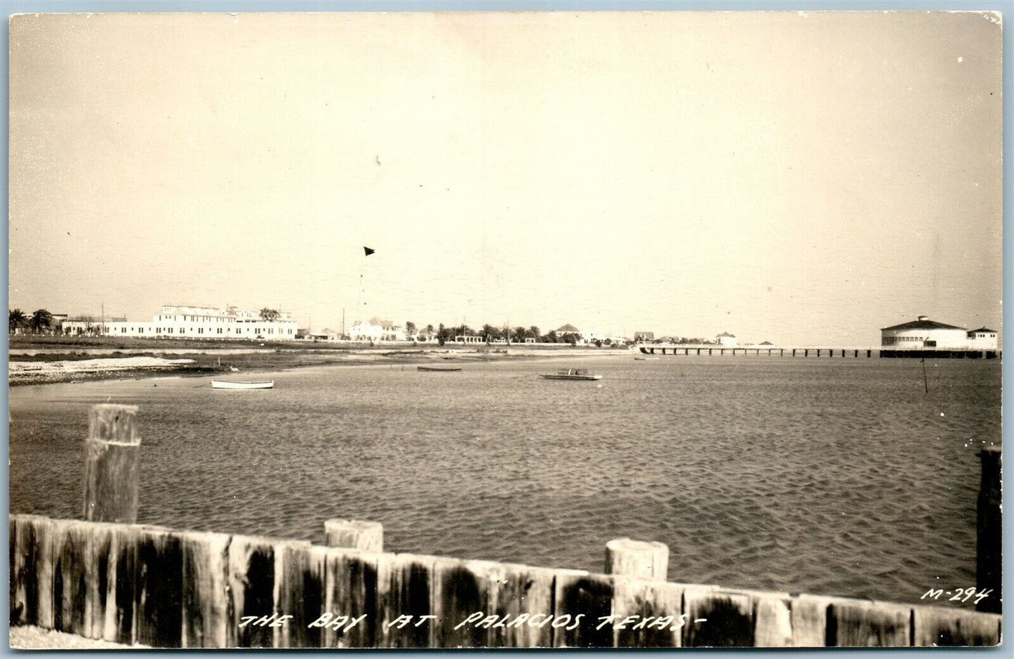 PALACIOS TX BAY SCENE ANTIQUE REAL PHOTO POSTCARD RPPC