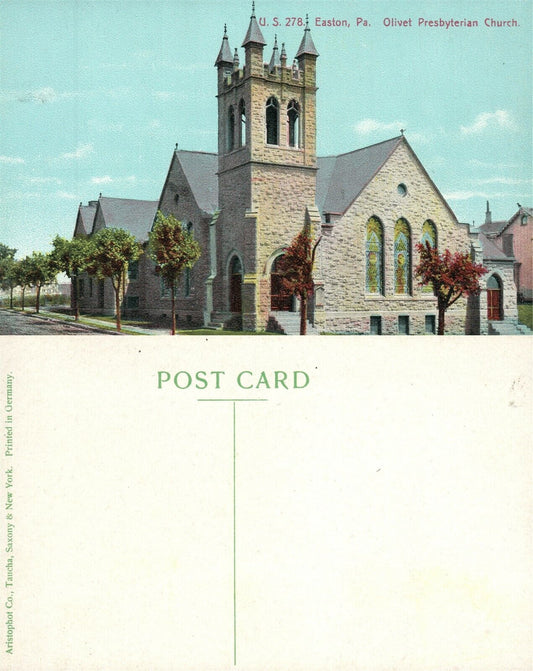 EASTON PA OLIVET PRESBYTERIAN CHURCH ANTIQUE POSTCARD