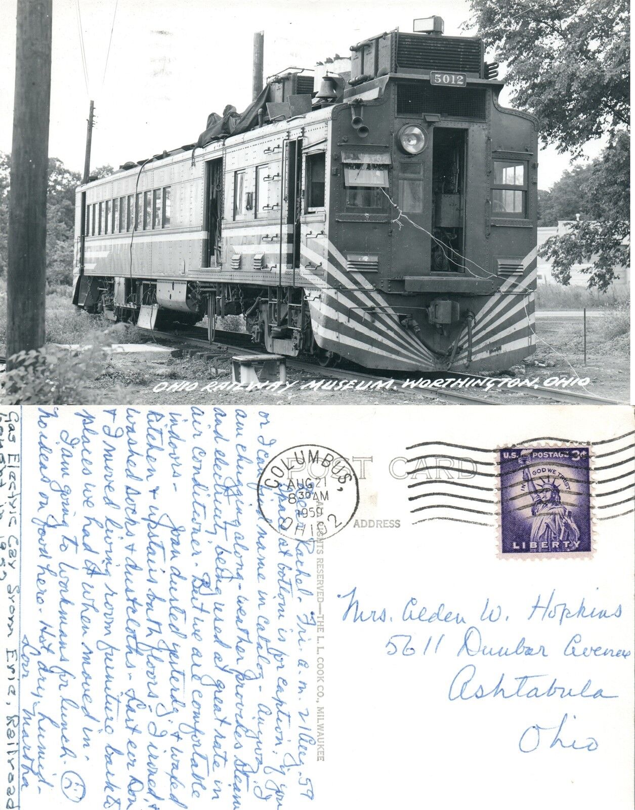 WORTHINGTON OHIO RAILWAY MUSEUM 1950 VINTAGE RPPC REAL PHOTO POSTCARD train