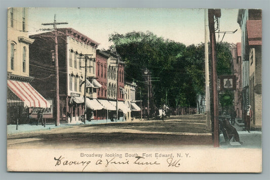 FORT EDWARD NY BROADWAY ANTIQUE POSTCARD