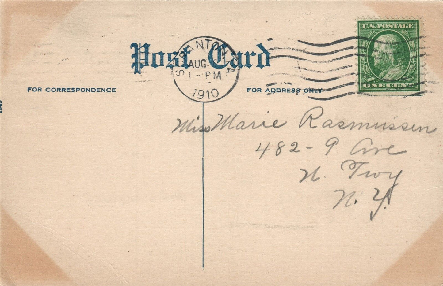 SCRANTON YOUNG WOMEN'S CHRISTIAN ASSN. & CARTER BUILDING 1910 ANTIQUE POSTCARD