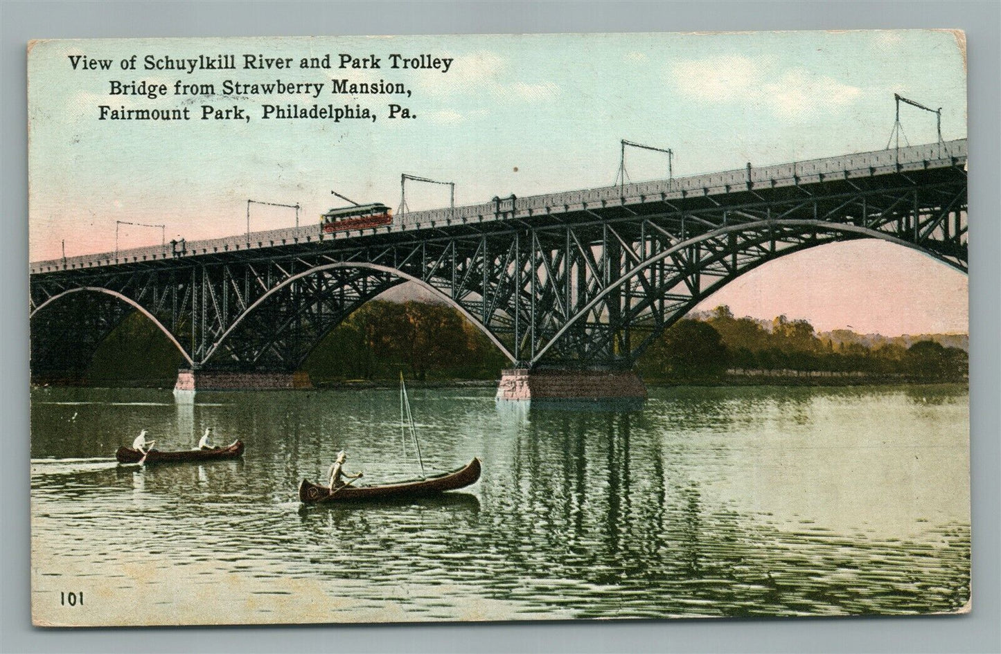 PHILADELPHIA PA PARK TROLLEY BRIDGE ANTIQUE POSTCARD