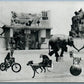 VINTAGE JAPANESE COLLAGE REAL PHOTO POSTCARD RPPC CIRCUS ANIMALS BICYCLE