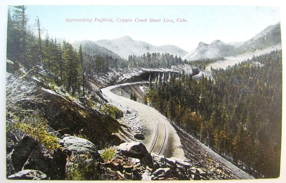 VINTAGE POSTCARD DUFFIELD CRIPPLE CREEK SHORT LINE CO railway train railroad