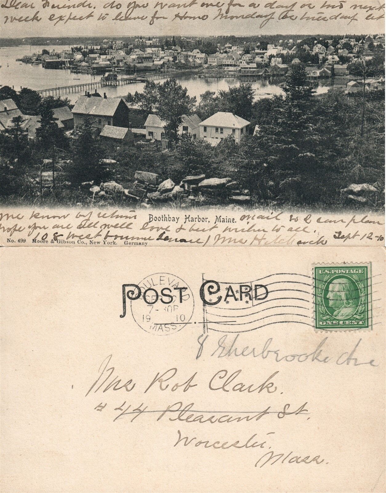 BOOTHBAY HARBOR ME UNDIVIDED ANTIQUE POSTCARD