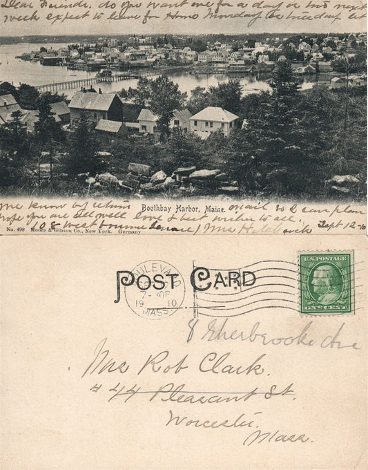 BOOTHBAY HARBOR ME UNDIVIDED ANTIQUE POSTCARD