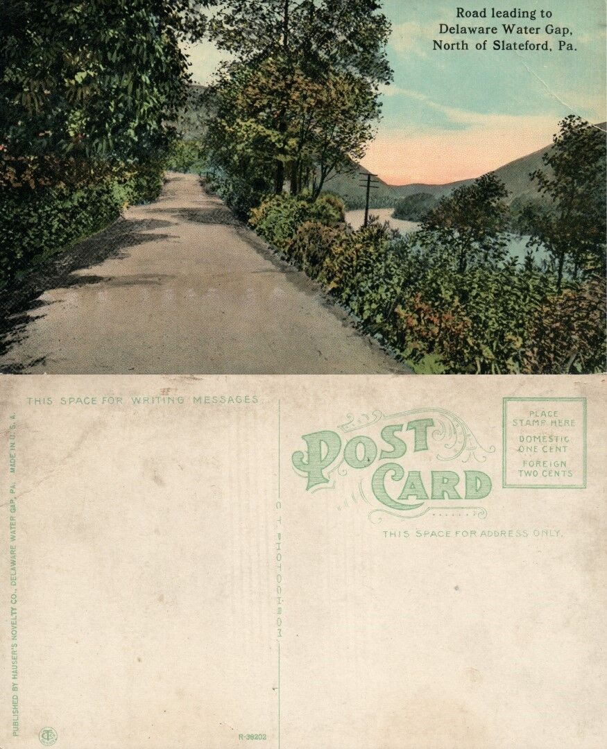 DELAWARE WATER GAP PA BOAT LANDING NORTH OF SLATEFORD ANTIQUE POSTCARD