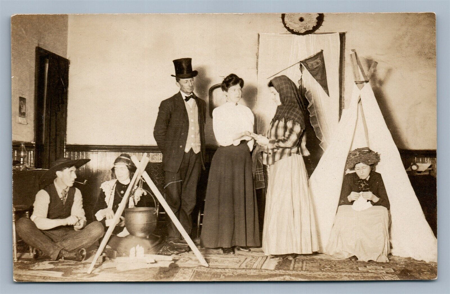 PILGRIMS ANTIQUE REAL PHOTO STUDIO POSTCARD RPPC