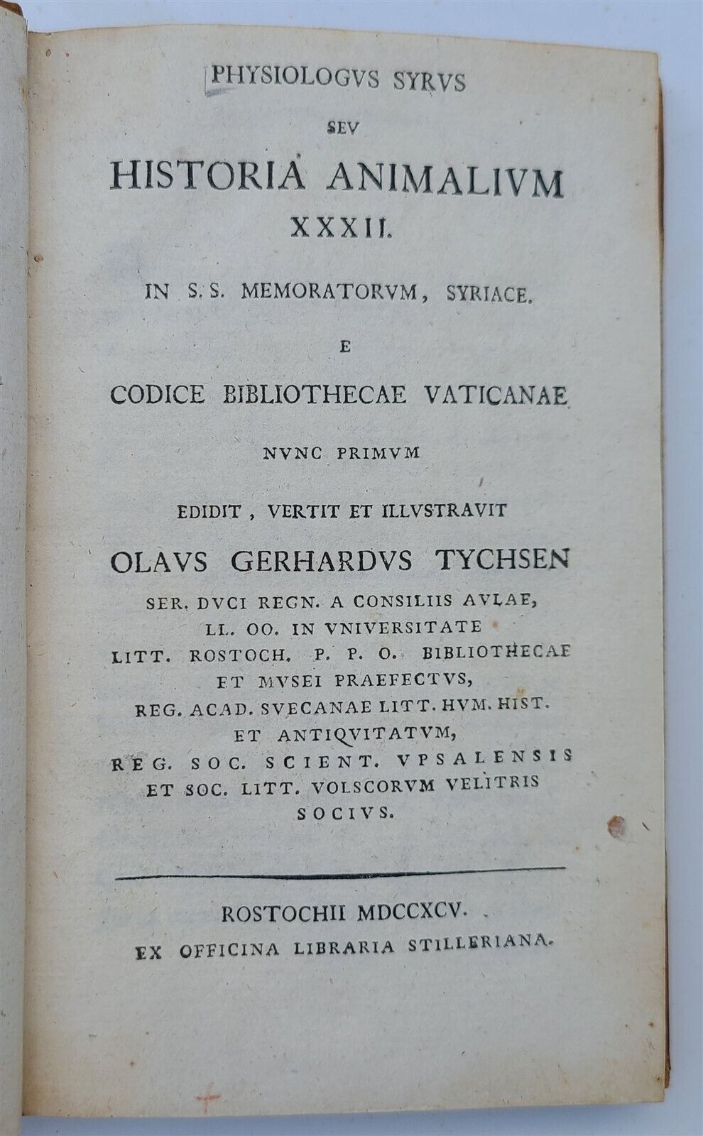 1795 HISTORY of ANIMALS antique byOluf Gerhard Tychsen