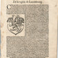 1575 LUXEMBOURG & HOLLAND from BELLEFOREST EDITION of MUNSTER COSMOGRAPHY