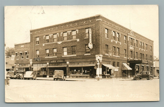 CLARION IA HOTEL MOORE ANTIQUE REAL PHOTO POSTCARD RPPC