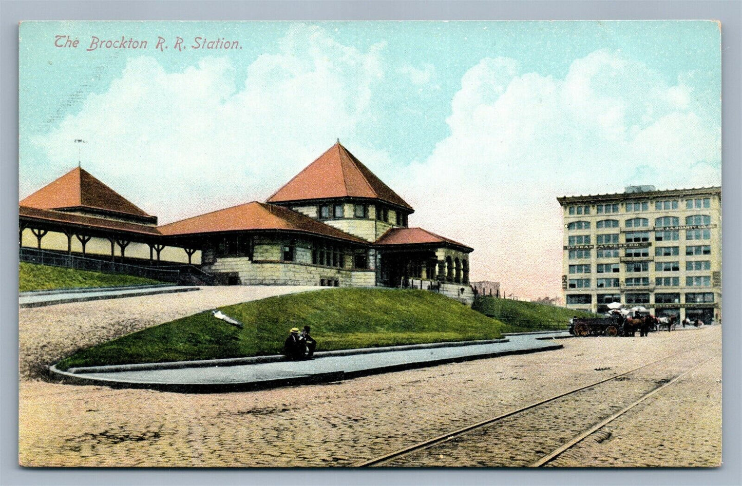 BROCKTON MA R.R. RAILROAD STATION ANTIQUE POSTCARD RAILWAY DEPOT