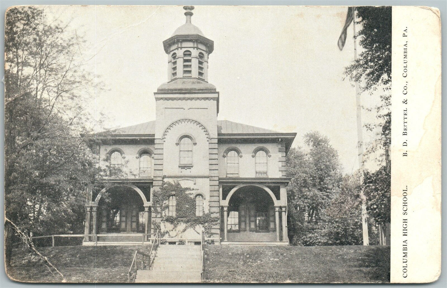 COLUMBIA PA HIGH SCHOOL ANTIQUE POSTCARD