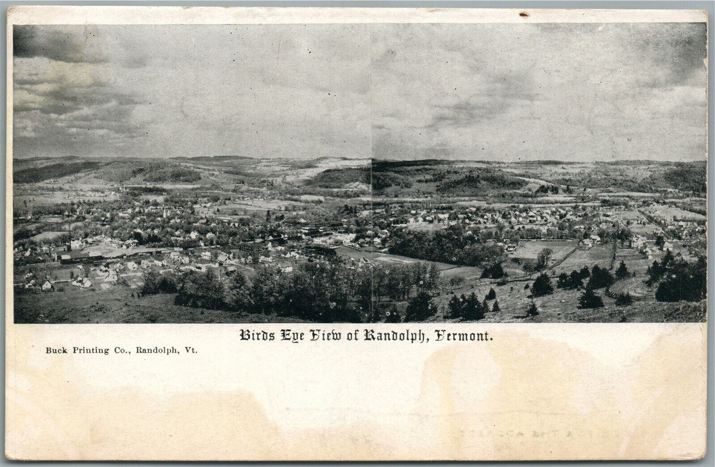 RANDOLPH VT BIRDS EYE VIEW ANTIQUE POSTCARD