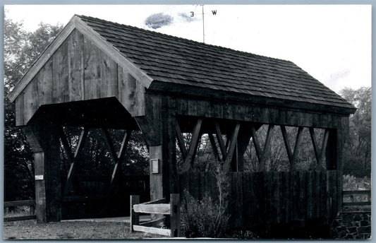 HAMILTON NY AMERICANA VILLAGE COVERED BRIDGE VINTAGE REAL PHOTO POSTCARD RPPC