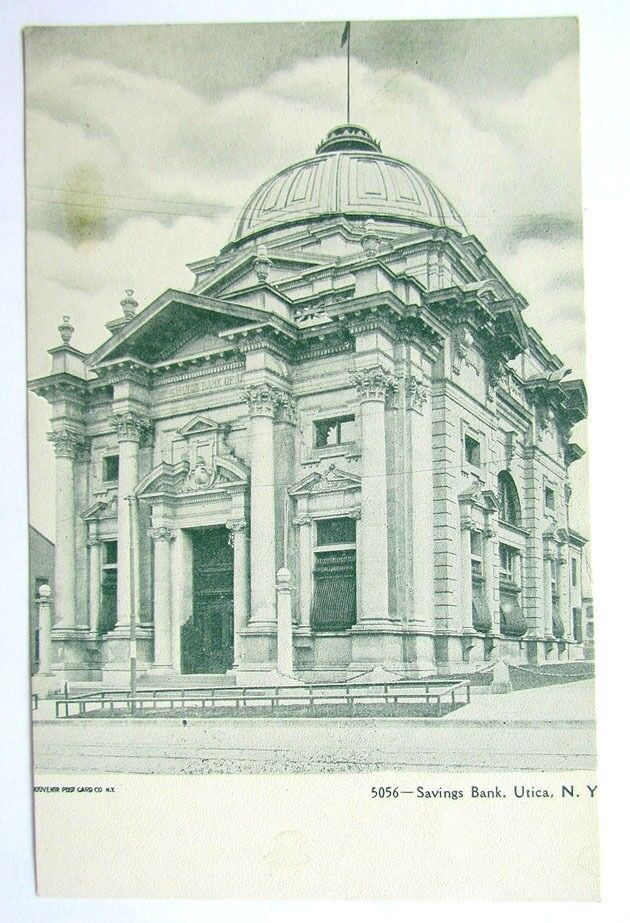 ANTIQUE UNDIVIDED UNUSED POSTCARD - SAVINGS BANK UTICA N.Y.