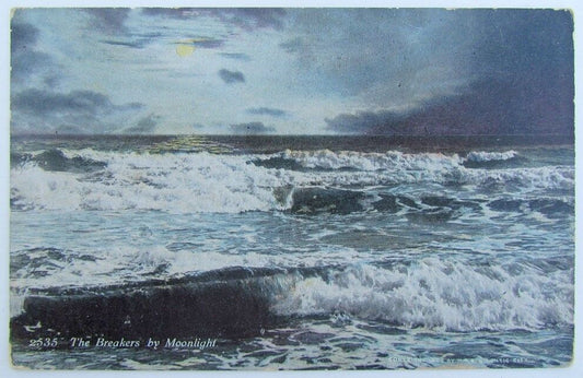 VINTAGE 1919 POSTCARD - MOONLIGHT AT CREST PIER WILDWOOD CREST NJ