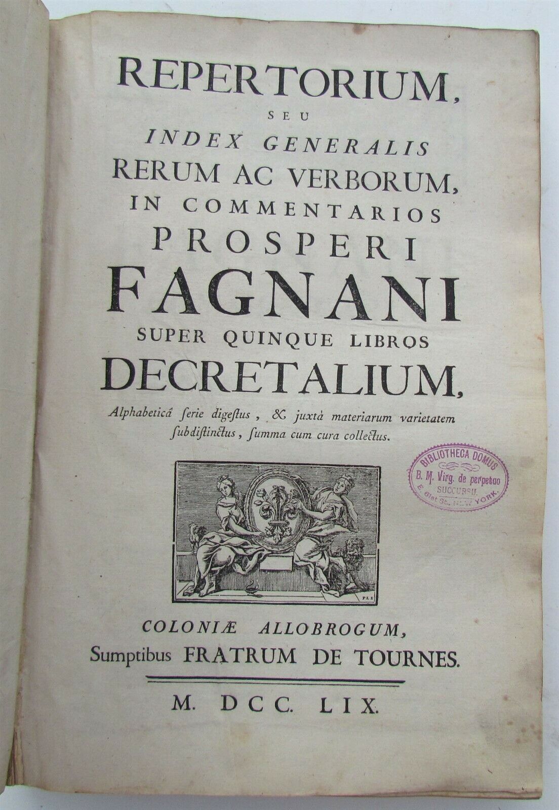 1759 VELLUM BOUND ANTIQUE FOLIO by PROSPERI FAGNANI