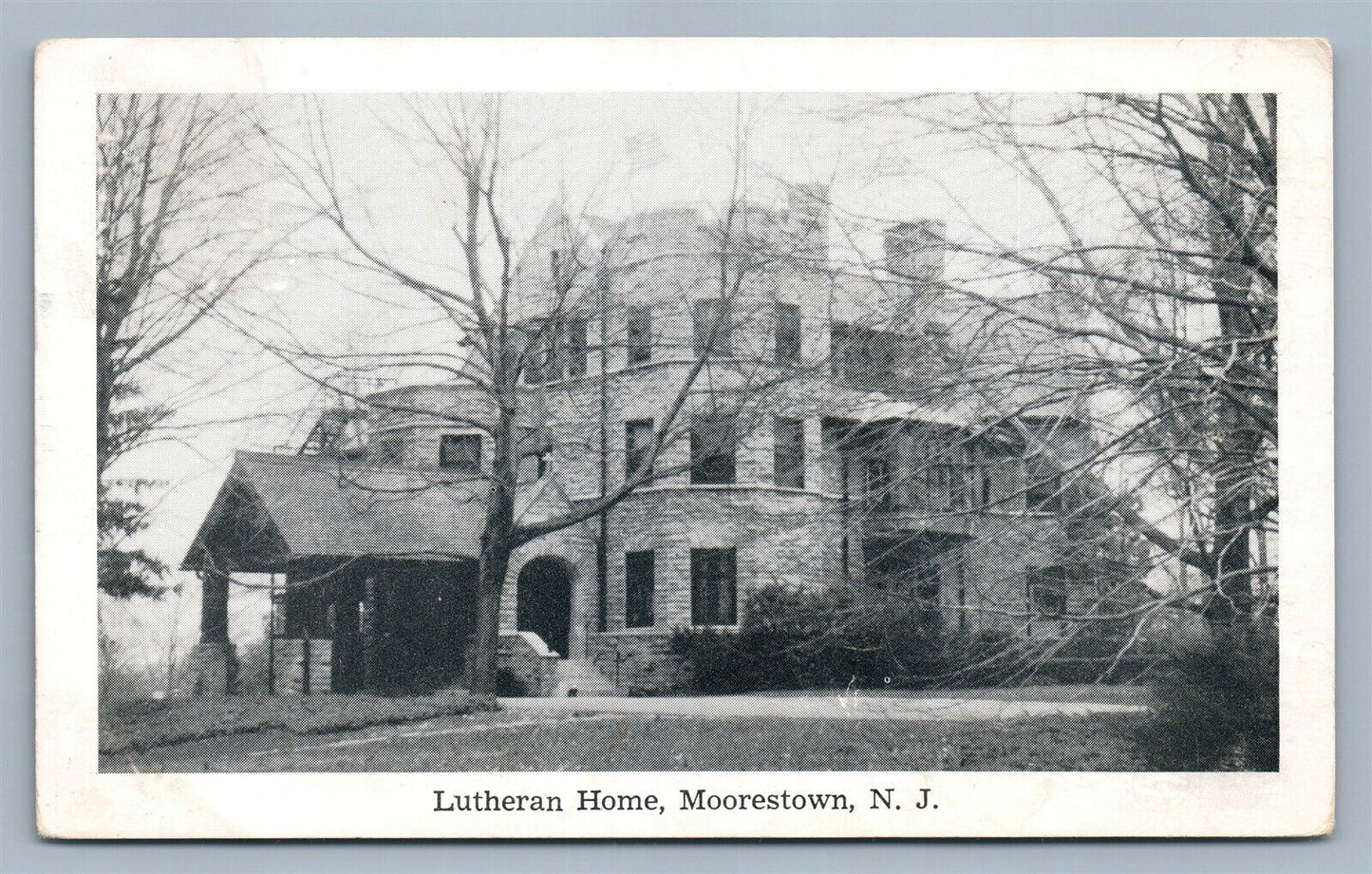 MOORESTOWN NJ LUTHERAN HOME ANTIQUE POSTCARD w/ PRAY FOR PEACE STAMP