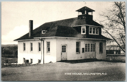 MILLINGTON NJ FIRE HOUSE VINTAGE POSTCARD firefighting
