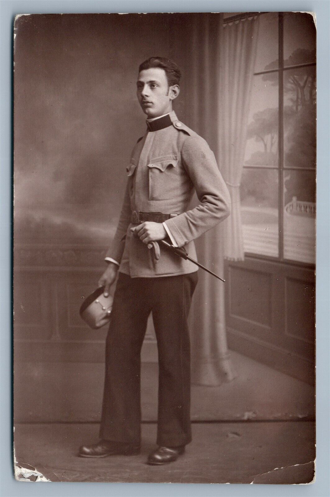 AUSTRIAN OFFICER w/ DAGGER ANTIQUE REAL PHOTO POSTCARD RPPC