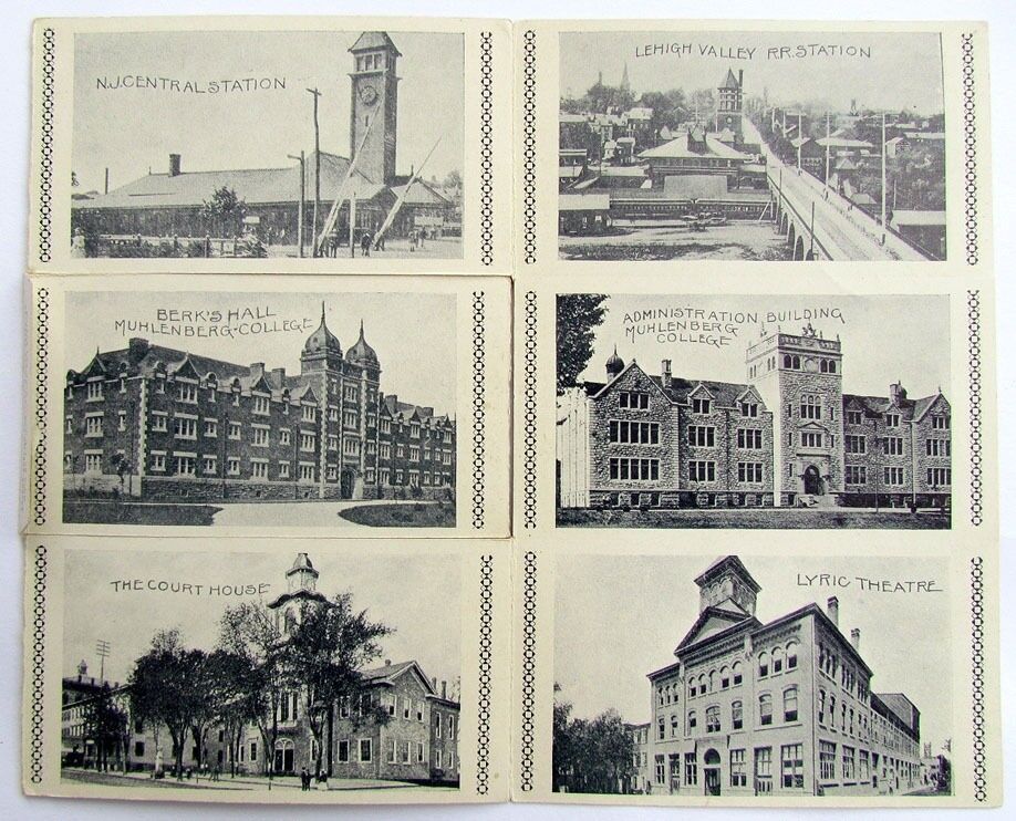 ANTIQUE 1906 POSTCARD - GREETINGS FROM ALLENTOWN PA CRESCENT MOON AMERICAN FLAG