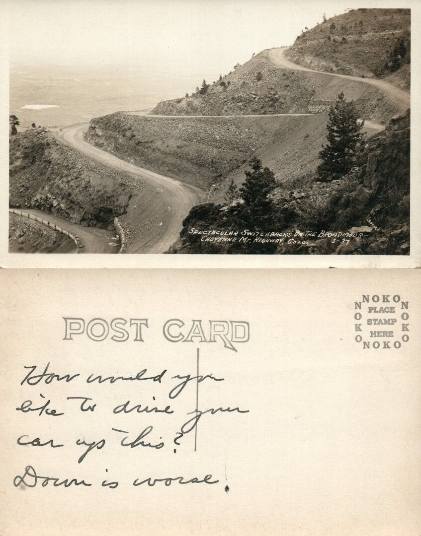 BROADMOOR CHEYENNE MT. HIGHWAY CO RPPC REAL PHOTO ANTIQUE POSTCARD