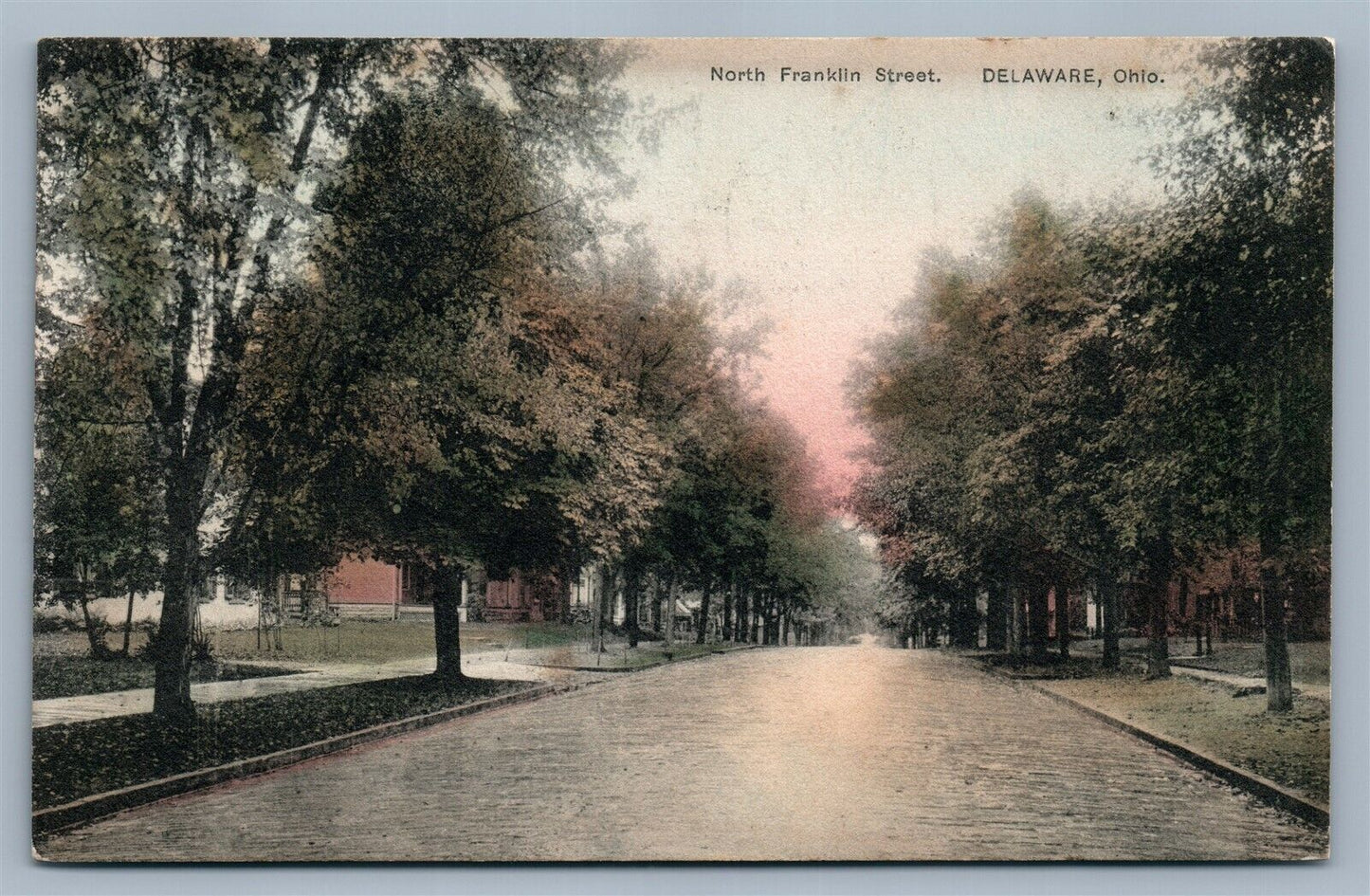 DELAWARE OH NORTH FRANKLIN STREET 1908 ANTIQUE POSTCARD