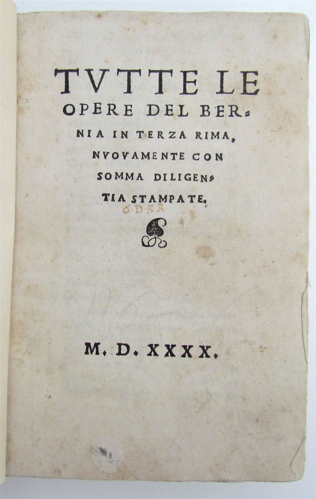 1540 BURLESQUE POETRY by Francesco Berni antique Tutte le Opere del Bernia