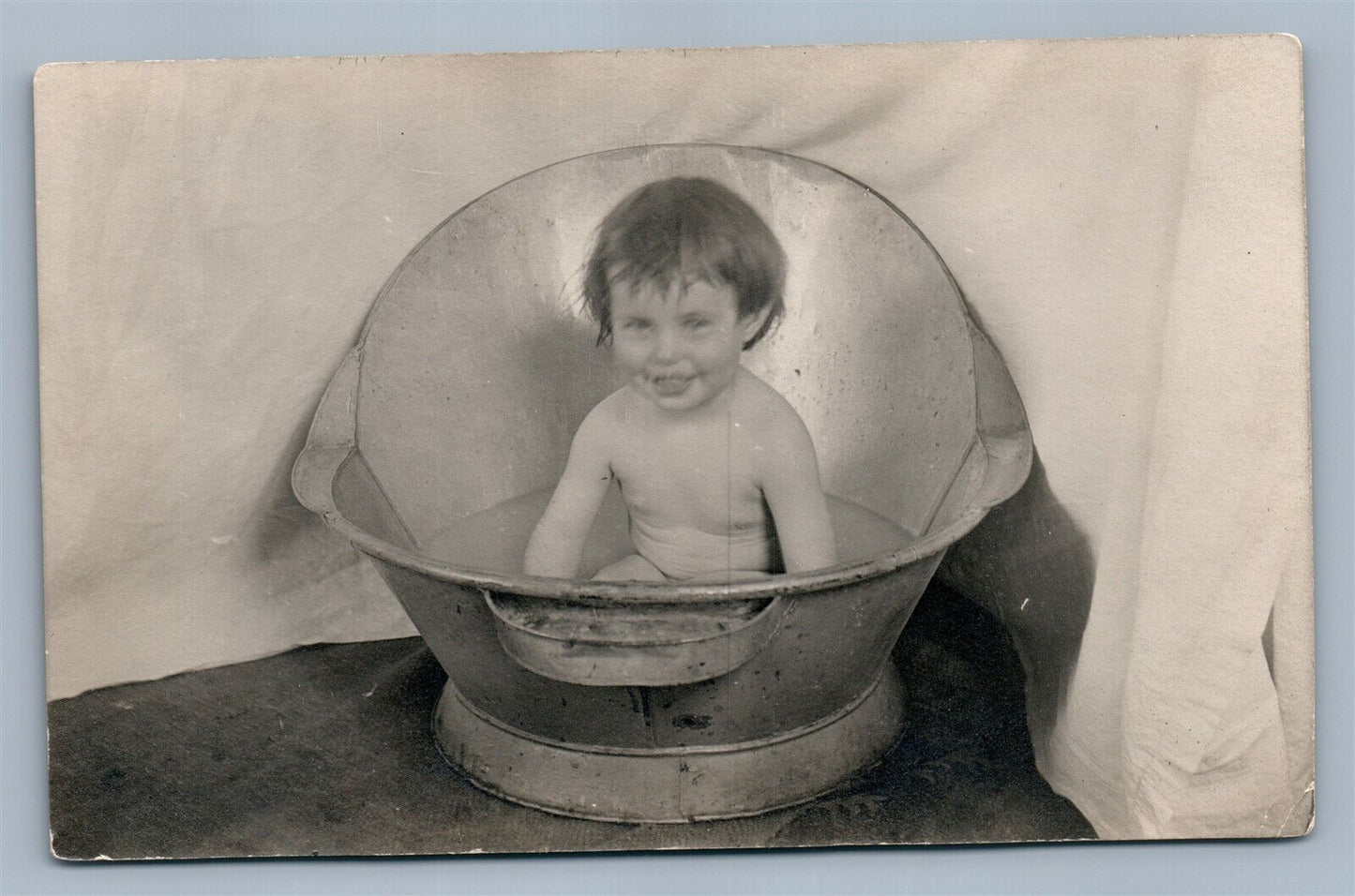 BABY BATH ANTIQUE REAL PHOTO POSTCARD RPPC