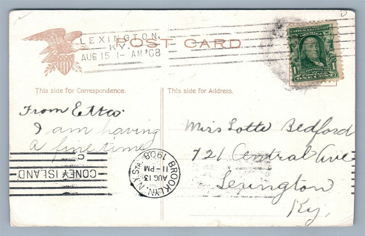 BROOKLYN NY BRIGHTON BEACH ANTIQUE POSTCARD