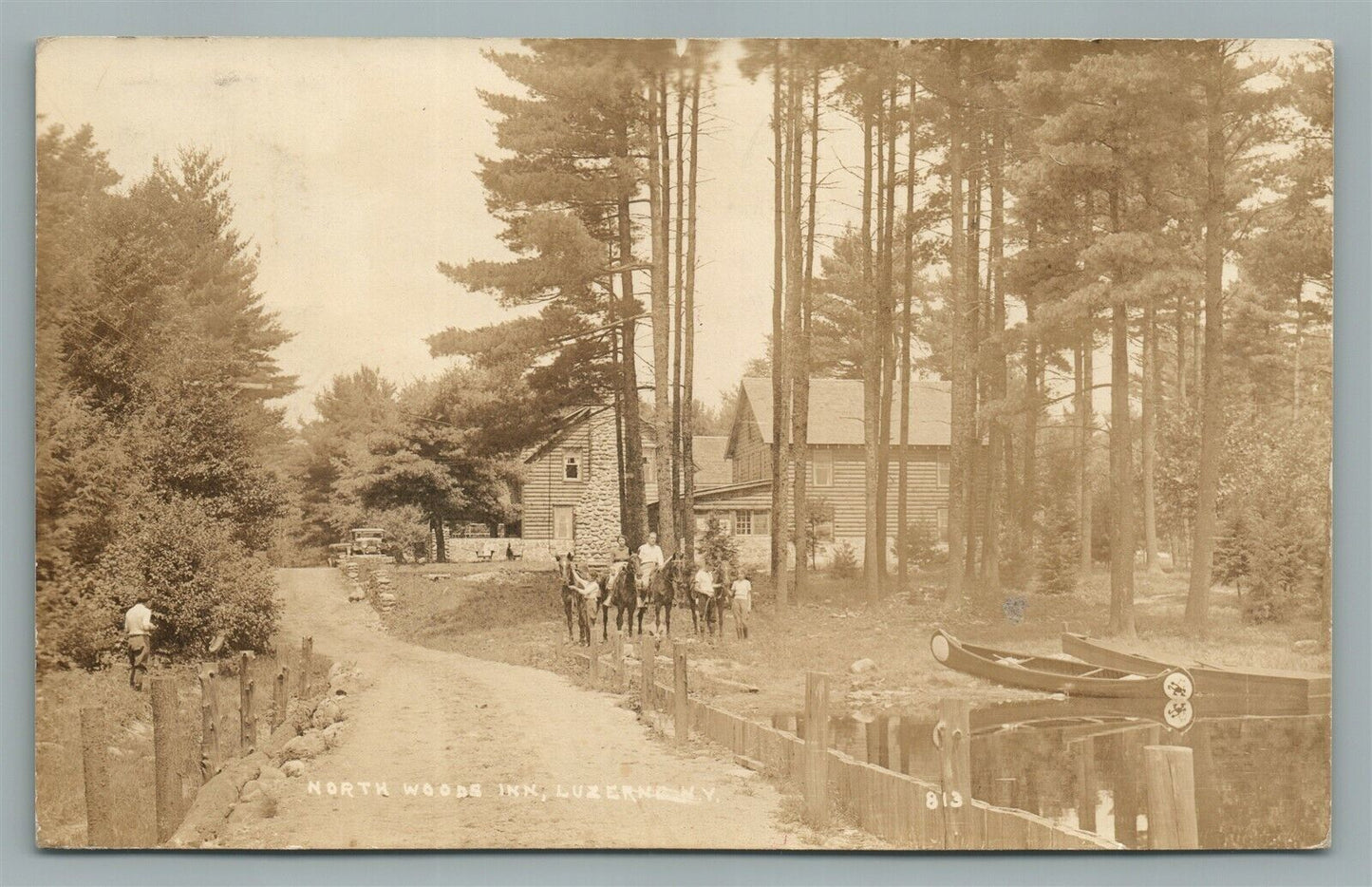 LUZERNE NY NORTH WOODS INN ANTIQUE REAL PHOTO POSTCARD RPPC