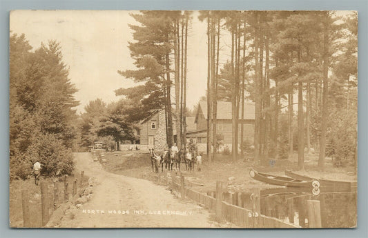 LUZERNE NY NORTH WOODS INN ANTIQUE REAL PHOTO POSTCARD RPPC