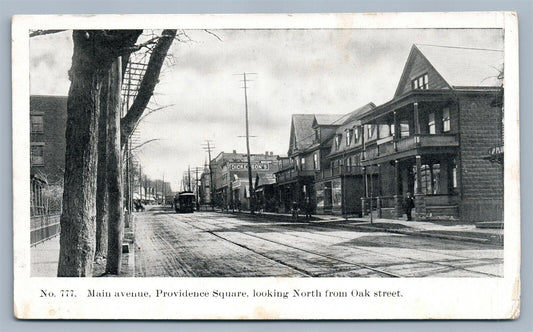 MAIN AVENUE PROVIDENCE SQUARE LOOKING NORTH FROM OAK STREET ANTIQUE POSTCARD