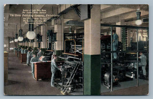 PHILADELPHIA PA CURTIS PUBLISHING CO COLOR PRESS ROOM ANTIQUE POSTCARD