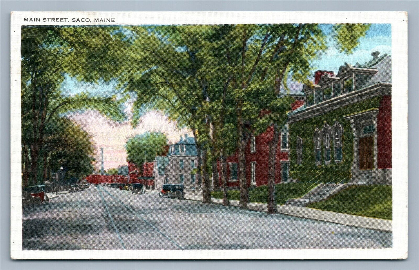 SACO ME MAIN STREET 1949 VINTAGE POSTCARD