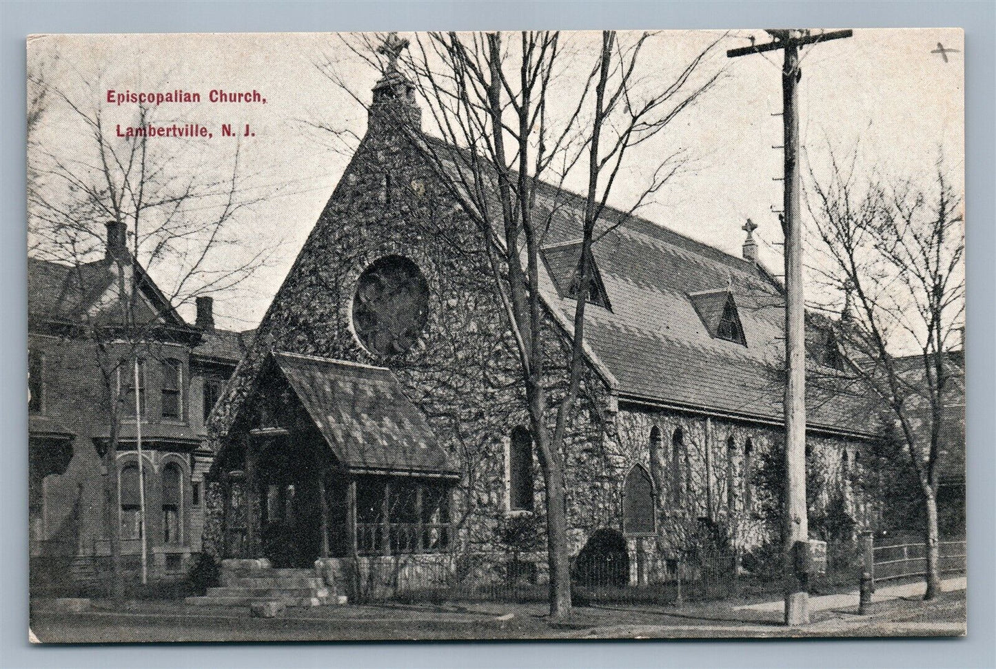 LAMBERTVILLE NJ J. EPISCOPALIAN CHURCH ANTIQUE POSTCARD