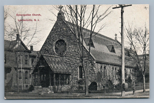 LAMBERTVILLE NJ J. EPISCOPALIAN CHURCH ANTIQUE POSTCARD