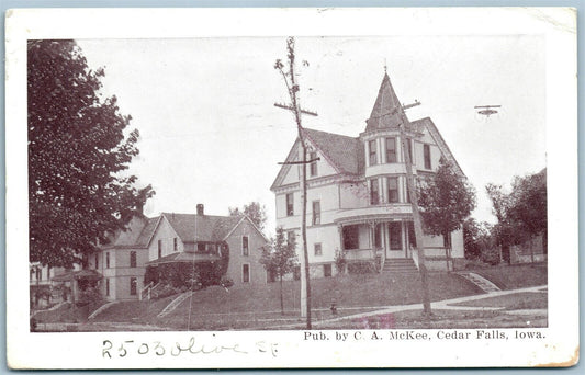 CEDAR FALLS IA OLIVE STREET ANTIQUE POSTCARD