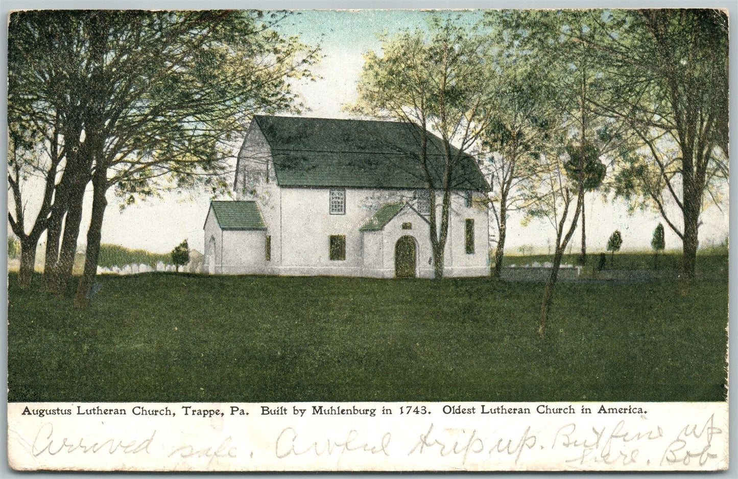 TRAPPE PA AUGUSTUS LUTHERAN CHURCH 1912 UNDIVIDED ANTIQUE POSTCARD