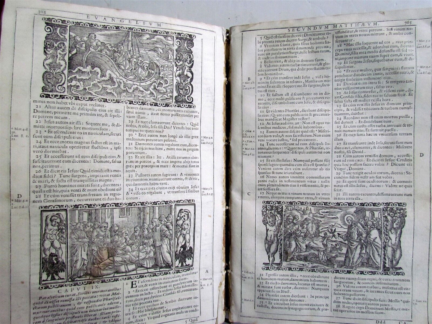 1688 BIBLE ILLUSTRATED BIBLIA SACRA antique VELLUM BOUND