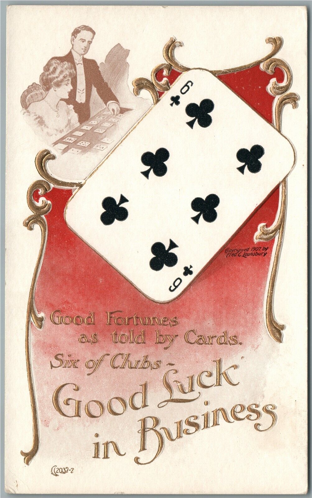 GOOD FORTUNES AS TOLD by CARDS GOOD LUCK BUSINESS ANTIQUE POSTCARD