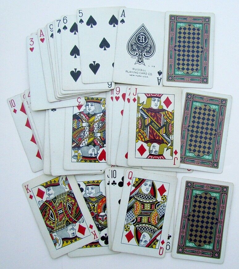 VINTAGE PLAYING CARDS DECK - RUSSELL PLAYING CARD CO NEW YORK USA