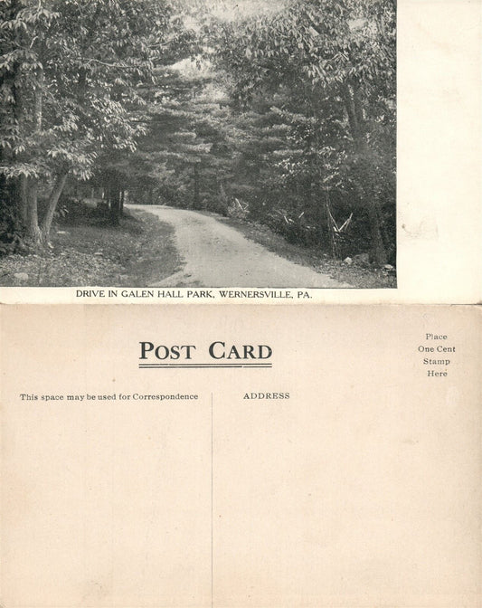 WERNERSVILLE PA GALEN HALL PARK ANTIQUE POSTCARD