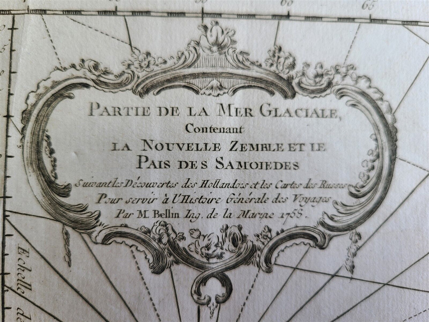 1758 MAP PARTIE DE LA MER GLACIALE contenants La Nouvelle Zemble RUSSIA antique