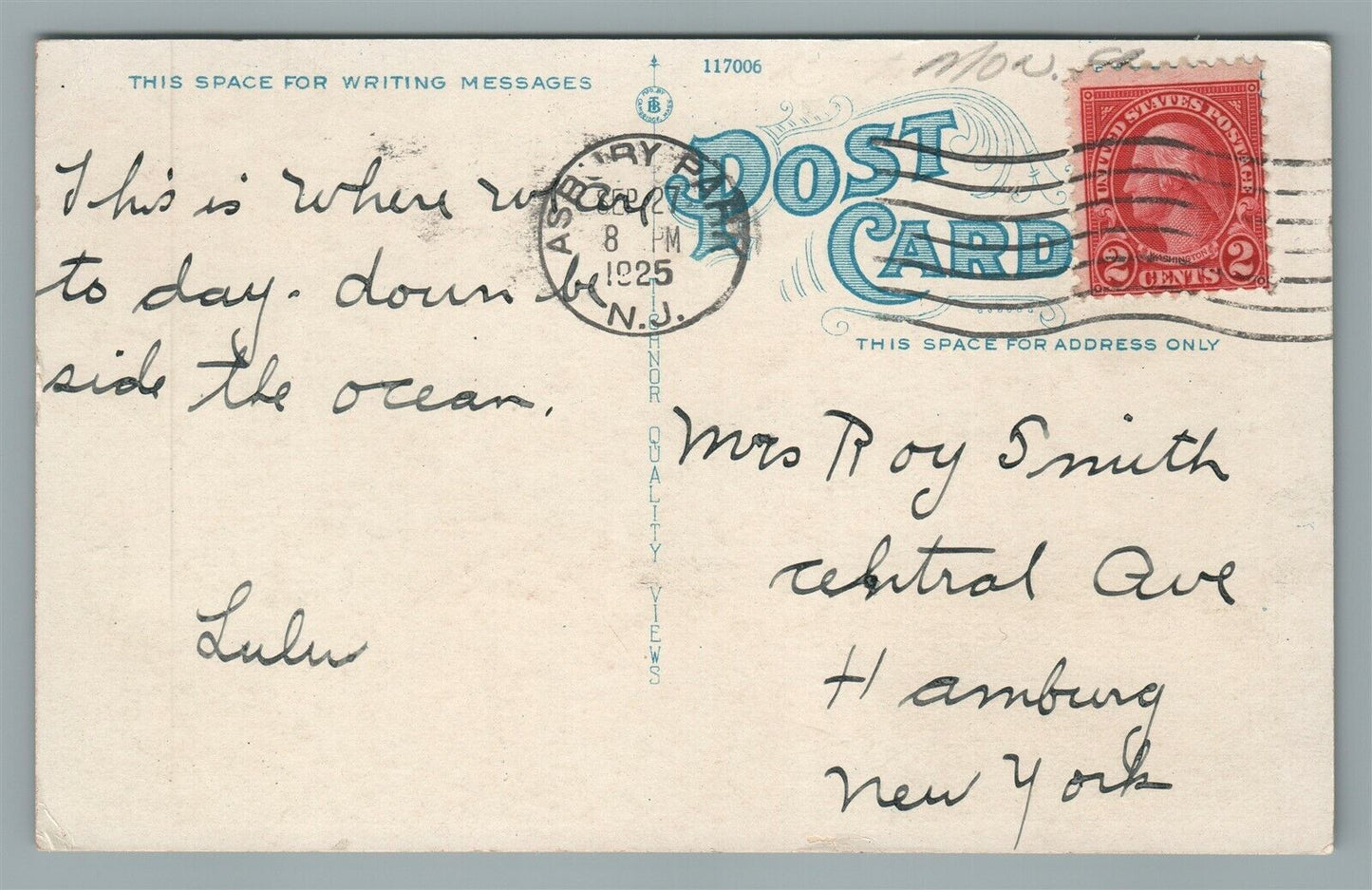 ASBURY PARK NJ THIRD AVENUE ANTIQUE POSTCARD