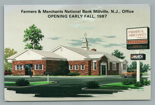 MILLVILLE NJ FARMERS & MERCHANTS NATIONAL BANK ADVERTISING VINTAGE POSTCARD
