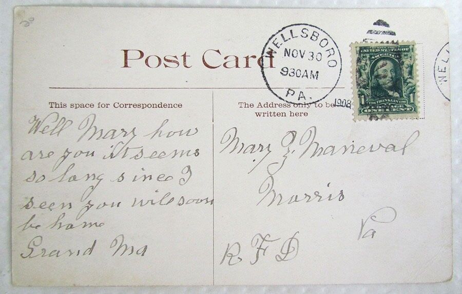 ANTIQUE POSTCARD COUNTY FARM WELLSBORO PA