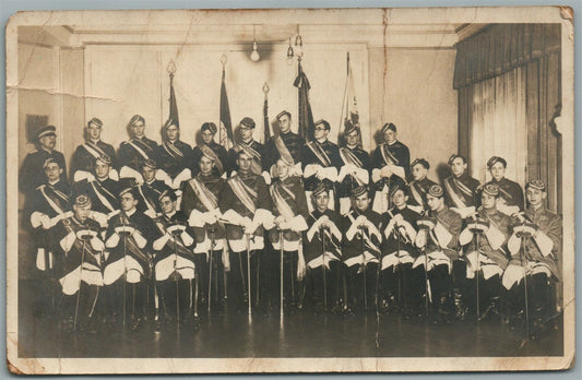 GERMAN SOLDIERS or CADETS in PARADE UNIFORM WWI ANTIQUE REAL PHOTO POSTCARD RPPC