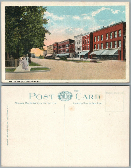 CLAYTON N.Y. WATER STREET ANTIQUE POSTCARD